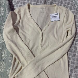 american eagle cream henley top size small brand new with tags